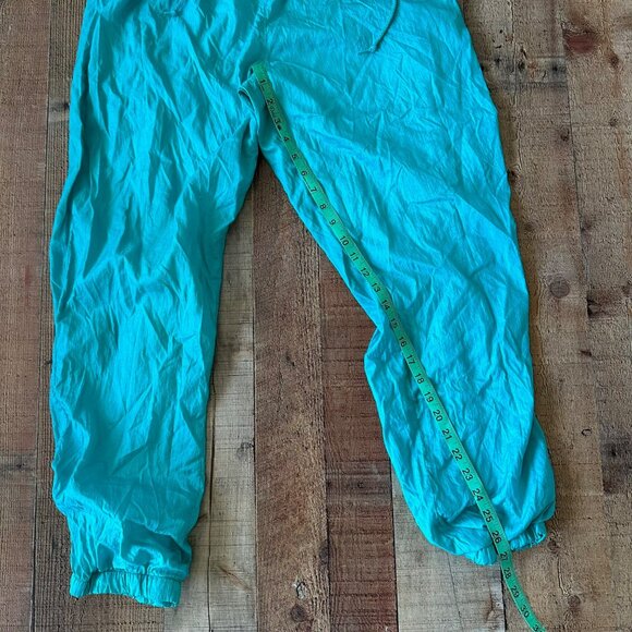 Vintage Teal Nylon Elastic Waist Jogger Pants S 65% Polyester 35% Cotton - Picture 4 of 6